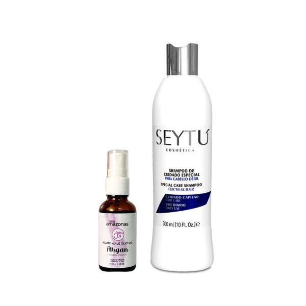aceite de argán, shampoo cuidado especial seytu