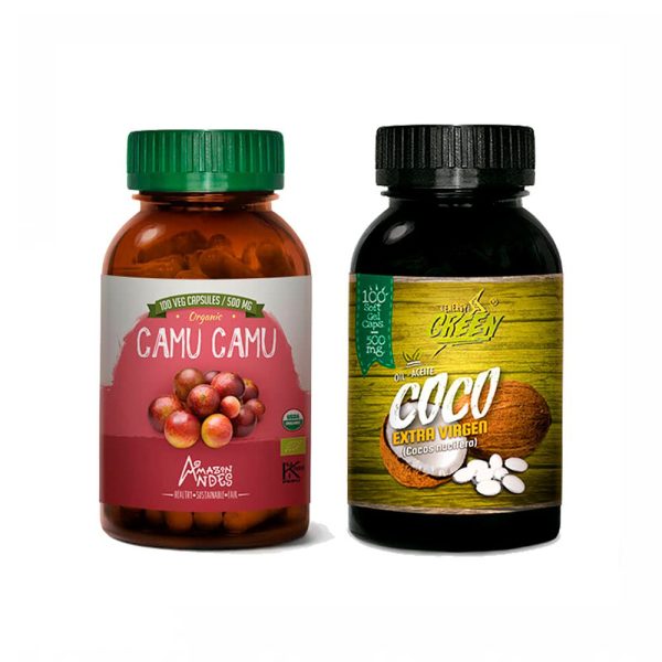 camu camu en cápsulas y aceite de coco